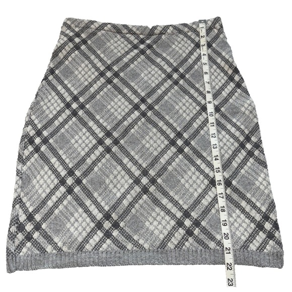 NEW Green‎ 3 Plaid Featherweight Knit Pencil Skirt Size M Gray Preppy USA MADE - Picture 6 of 10